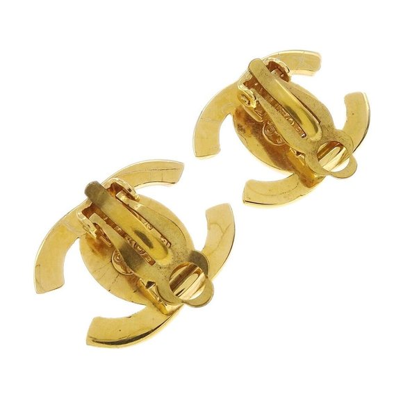Chanel CC Turnlock Earrings Clip-On Gold Small 95A 99876 - Picture 9 of 10